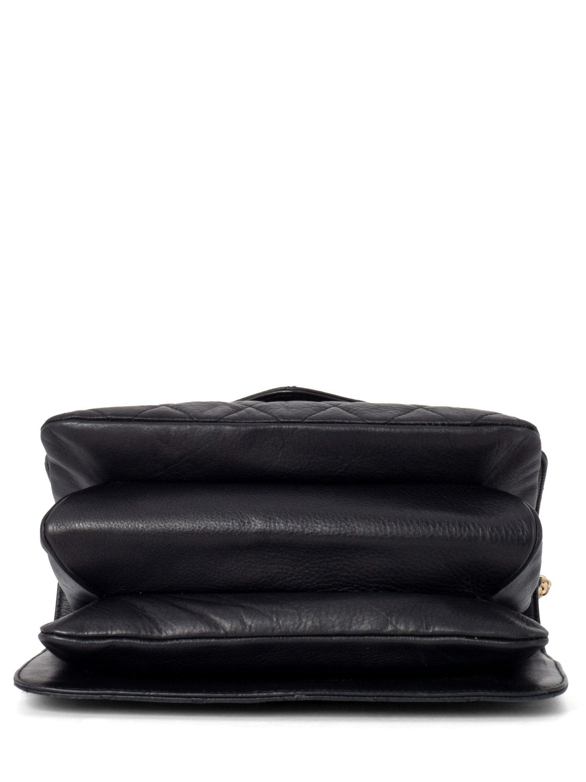 Chanel Quilted Caviar Gold Top Handle Medium Flap Bag Black