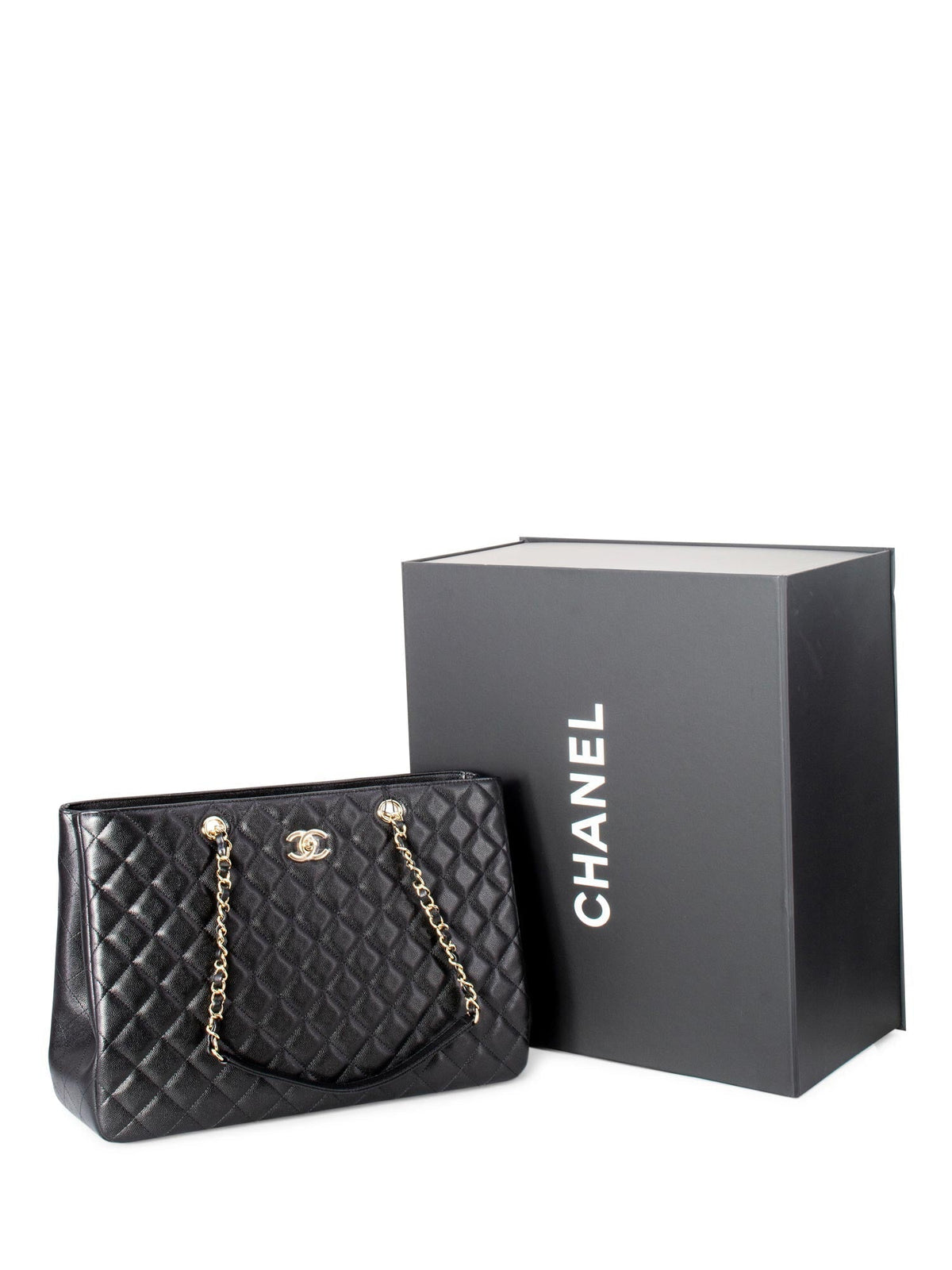 Chanel Quilted Caviar Large Shopper Bag Black