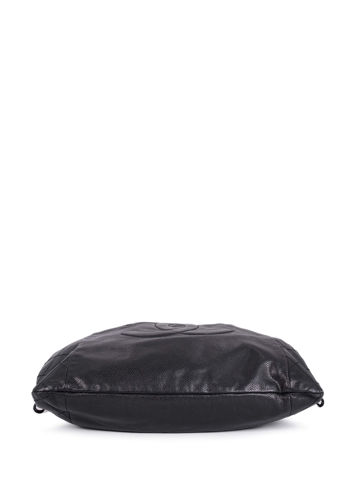 Chanel Quilted Caviar Leather CC Logo Large Bag Black