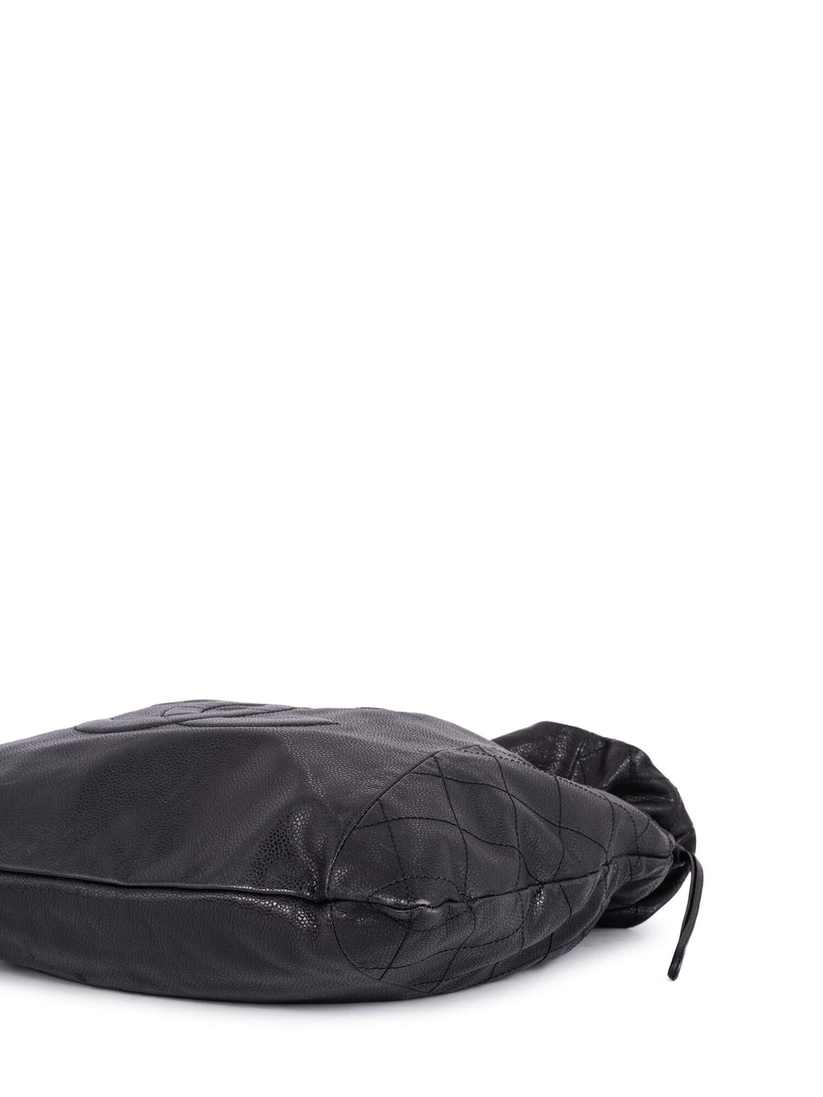 Chanel Quilted Caviar Leather CC Logo Large Bag Black