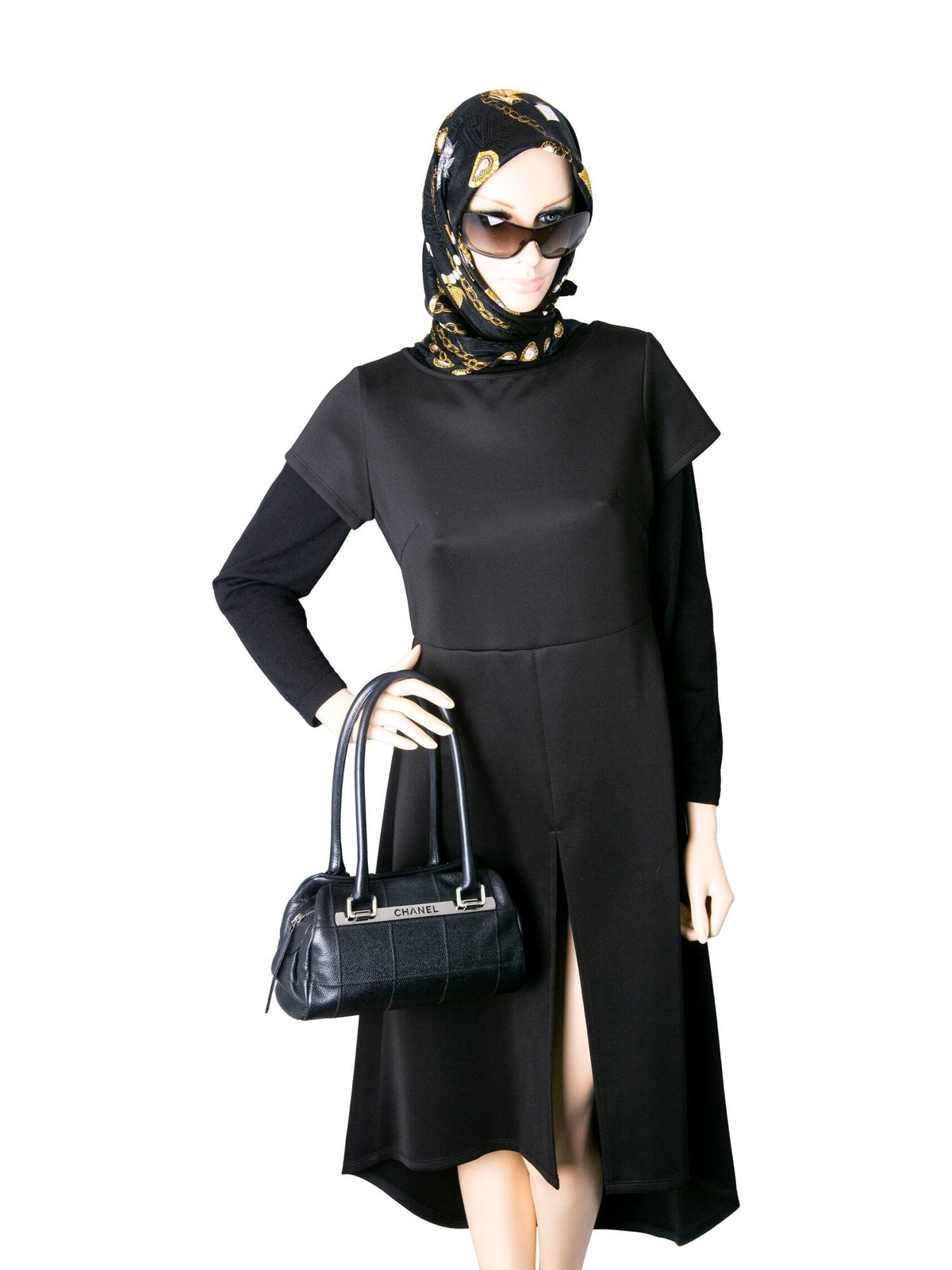 Chanel Quilted Caviar Leather Top Handle Bag Black