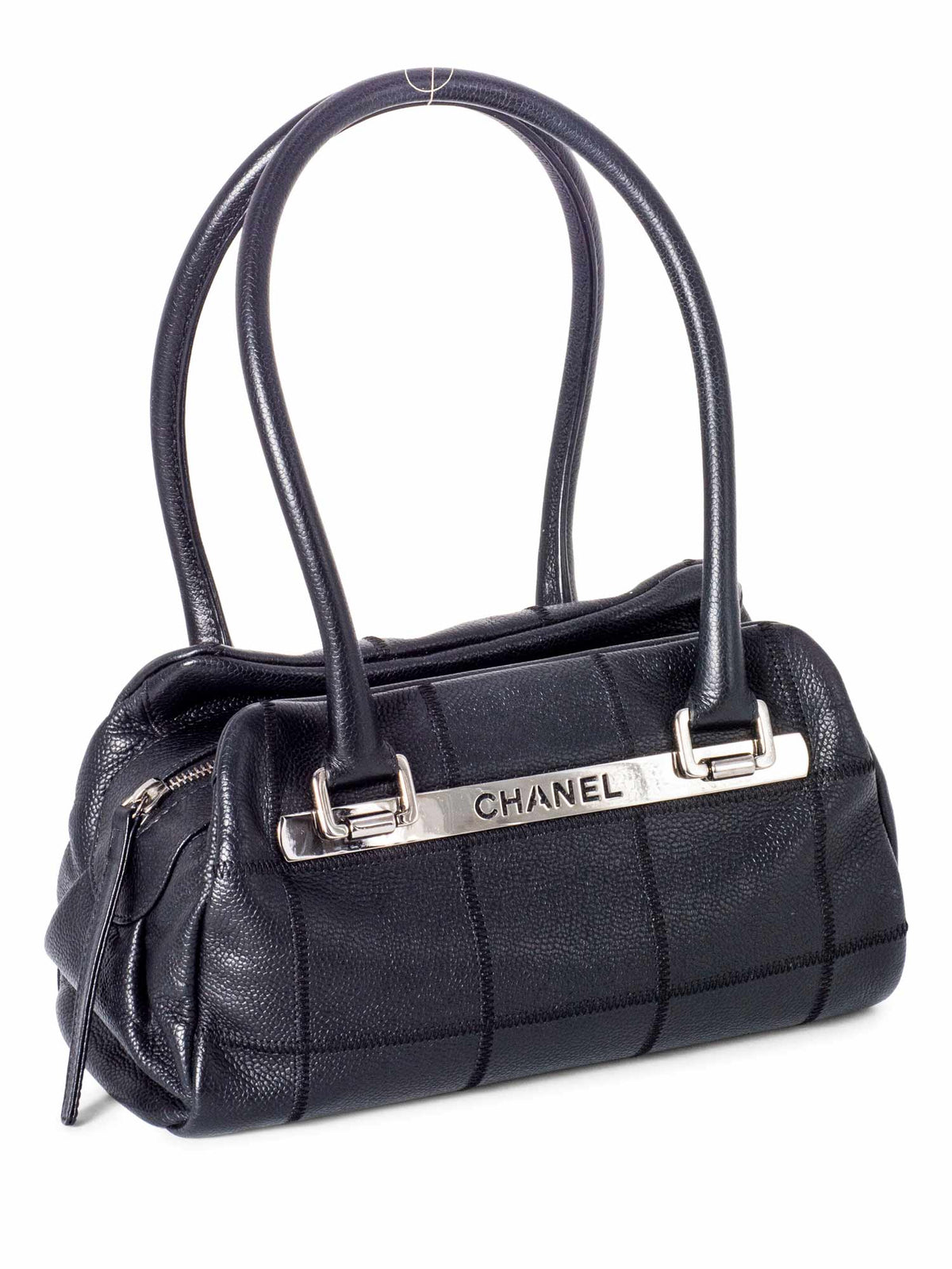 Chanel Quilted Caviar Leather Top Handle Bag Black