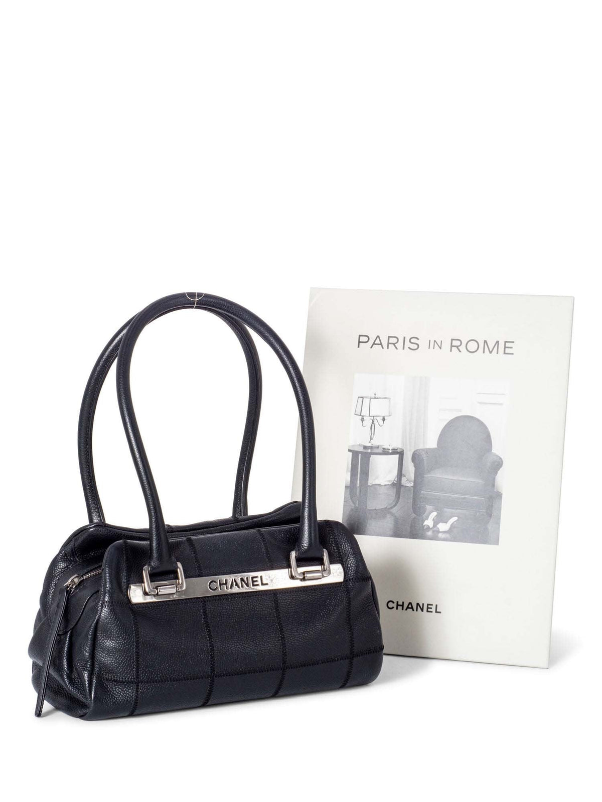 Chanel Quilted Caviar Leather Top Handle Bag Black