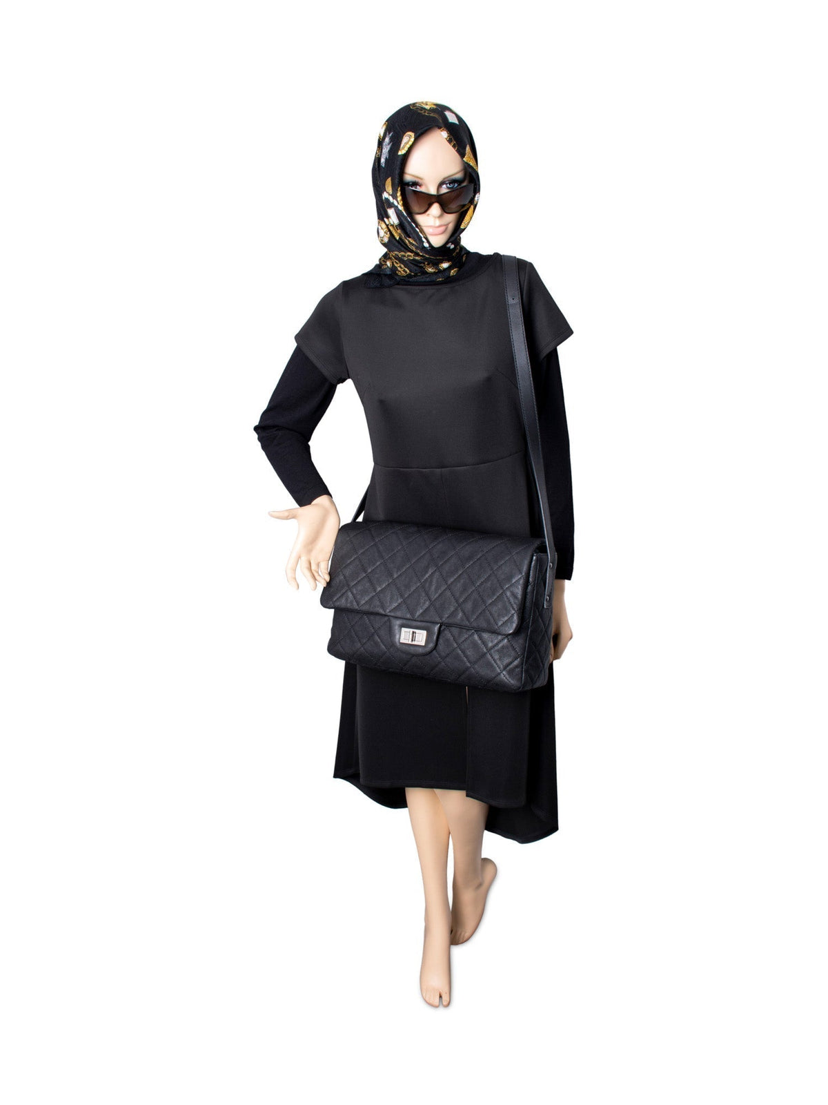 Chanel Quilted Caviar Maxi Reissue Flap Messenger Bag Black