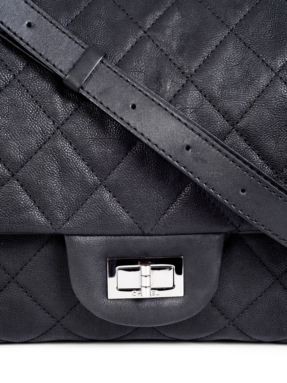 Chanel Quilted Caviar Maxi Reissue Flap Messenger Bag Black