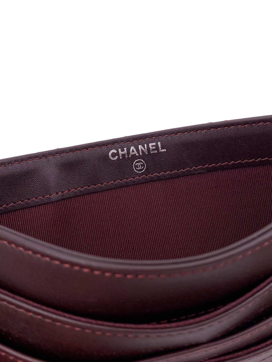 Chanel Quilted Lambskin Leather Wallet Burgundy