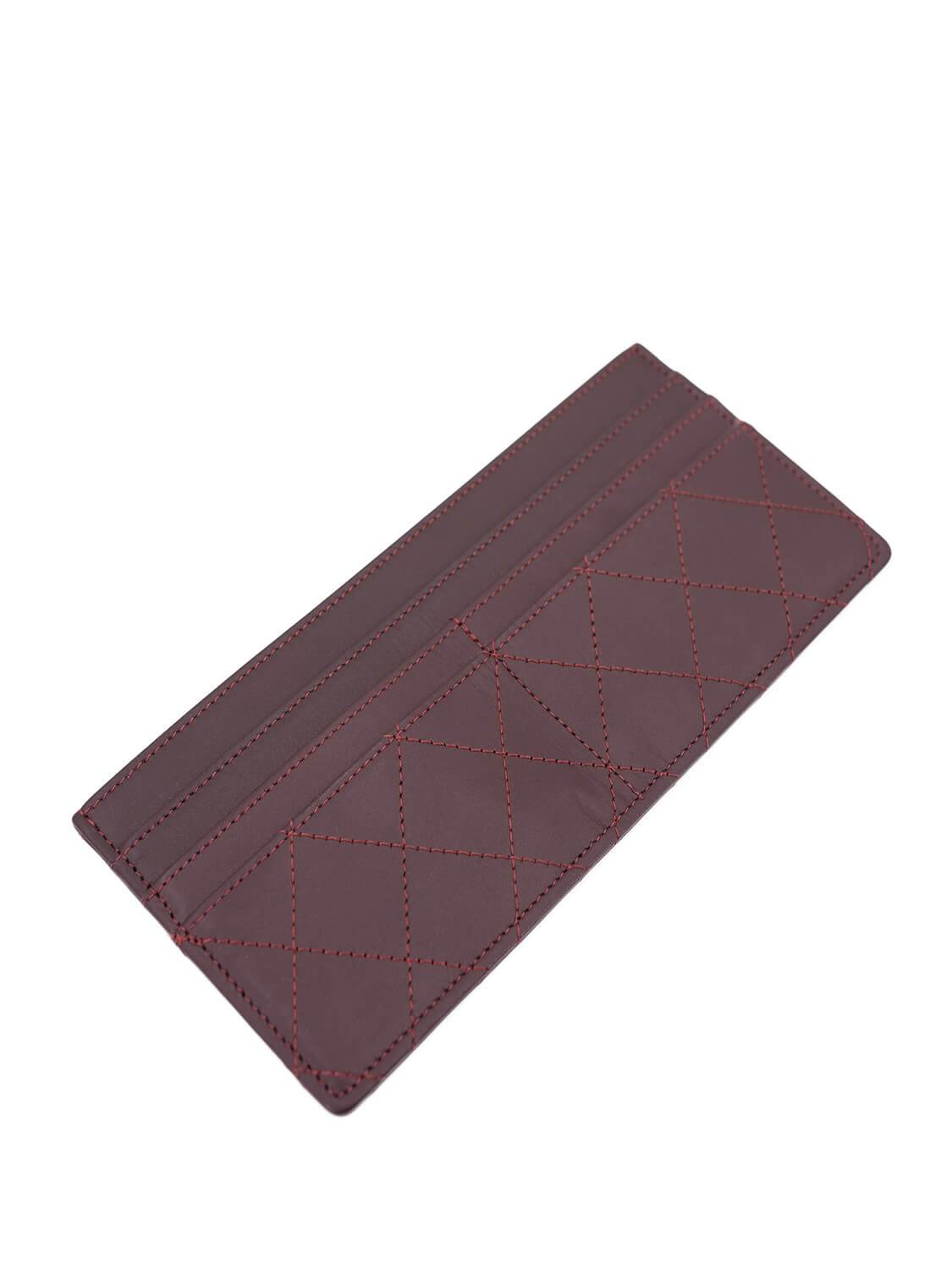 Chanel Quilted Lambskin Leather Wallet Burgundy