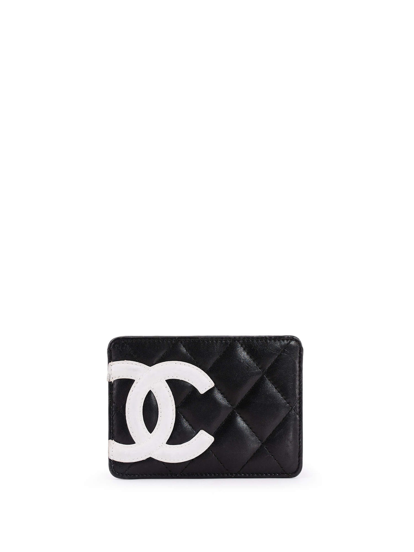 Chanel Quilted Leather CC Cambon Card Holder Wallet Black