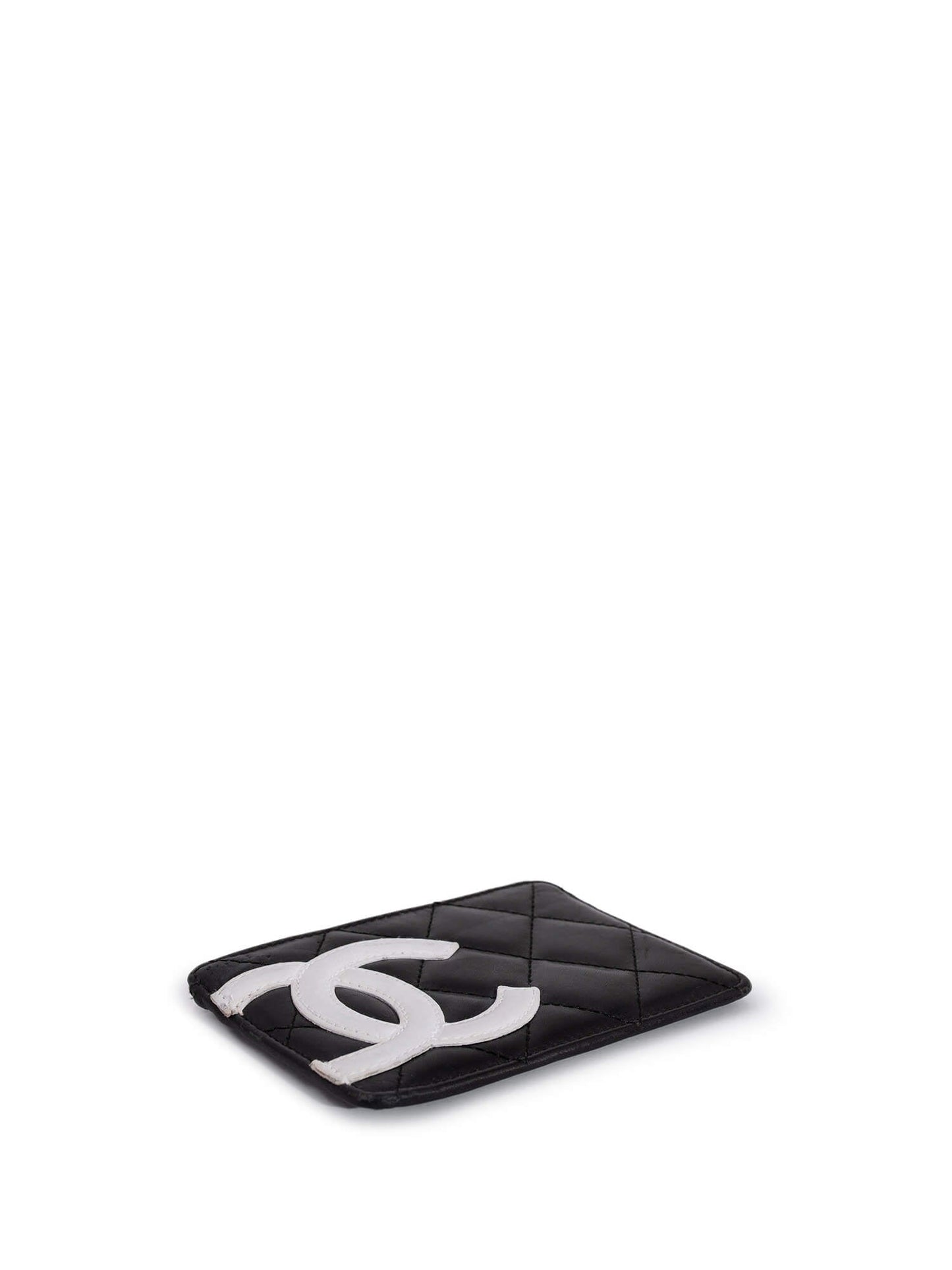 Chanel Quilted Leather CC Cambon Card Holder Wallet Black