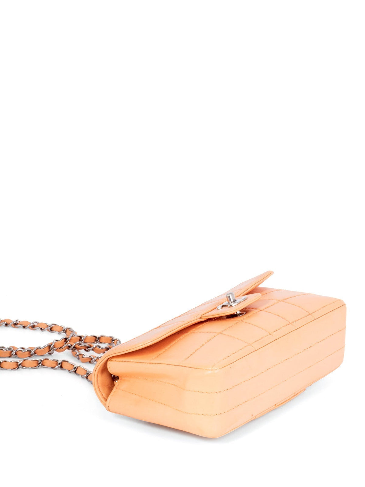 Chanel Quilted Leather CC Logo Flap Messenger Bag Peach