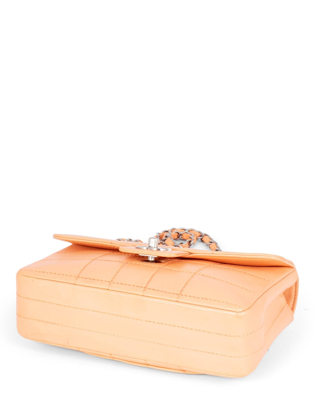 Chanel Quilted Leather CC Logo Flap Messenger Bag Peach