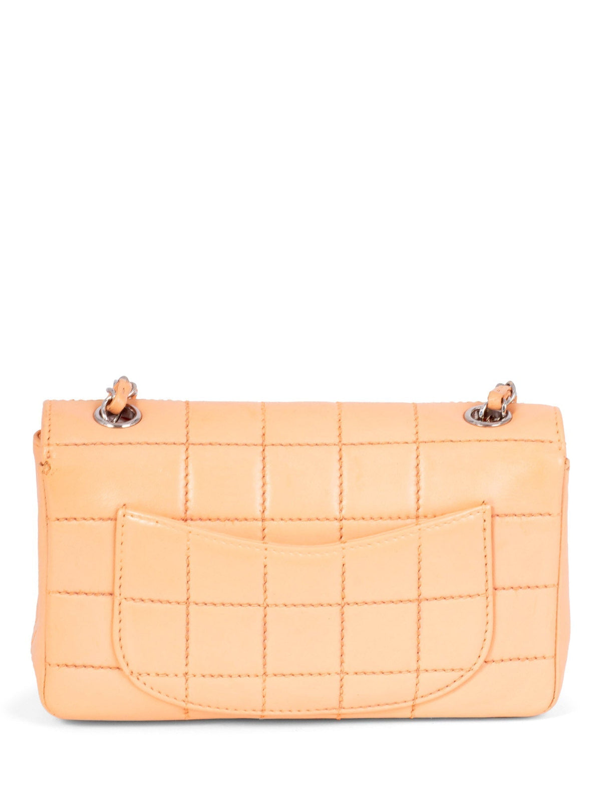 Chanel Quilted Leather CC Logo Flap Messenger Bag Peach