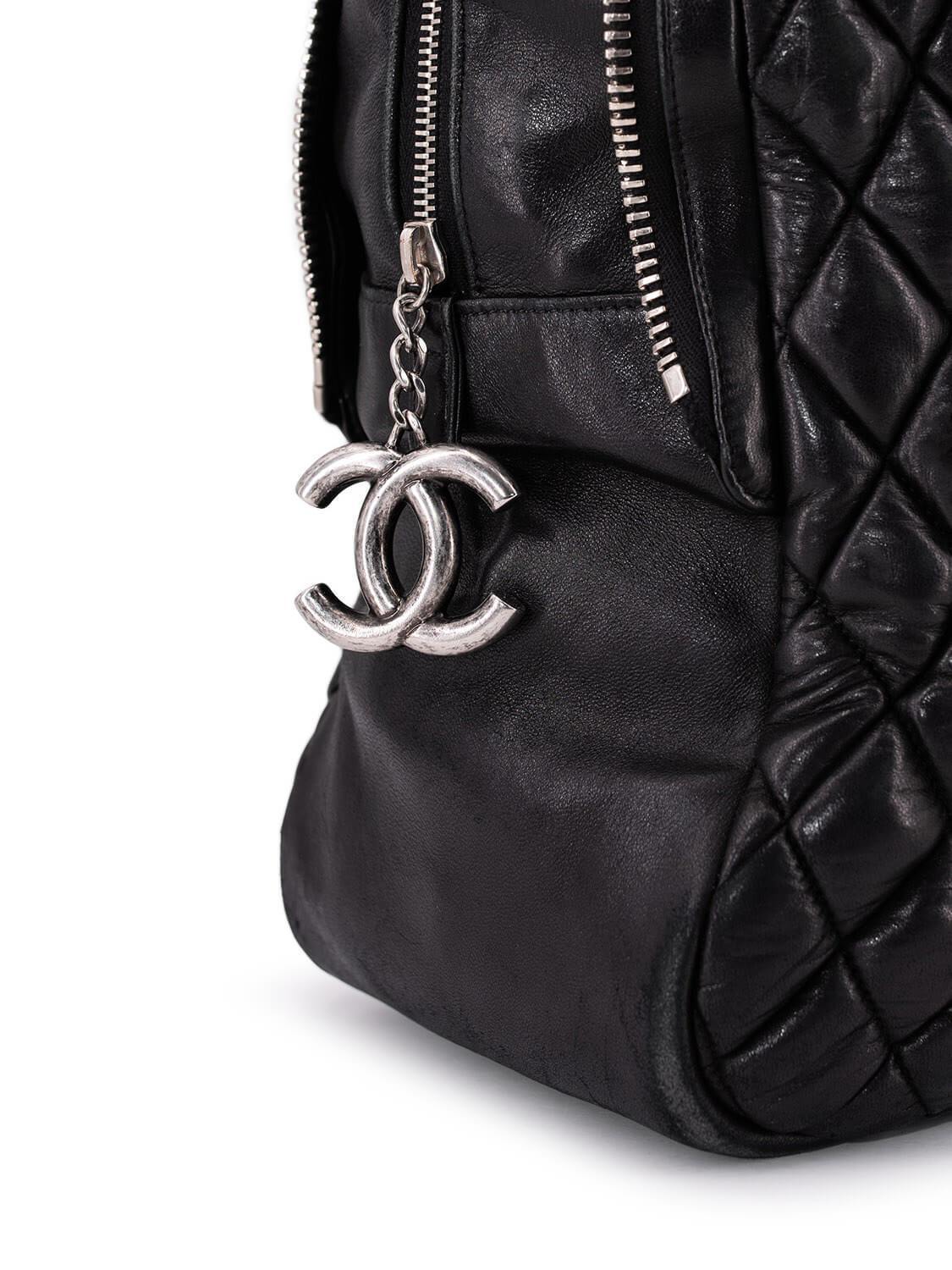 Chanel Quilted Leather CC Logo Large Bag Black