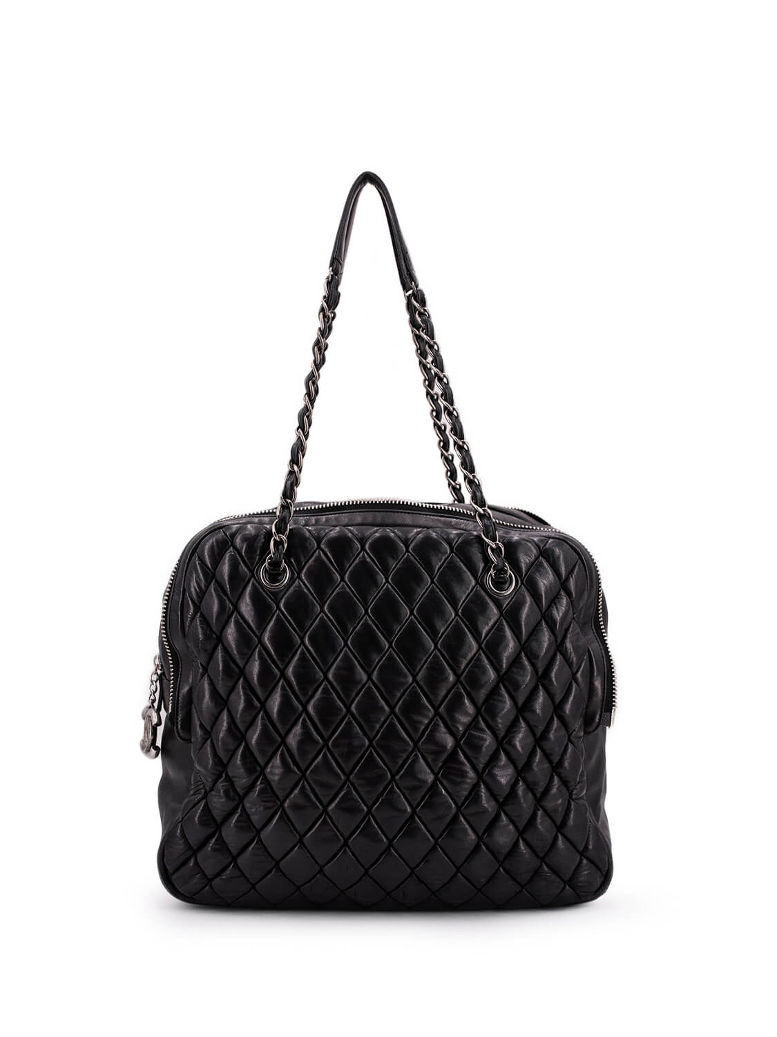 Chanel Quilted Leather CC Logo Large Bag Black