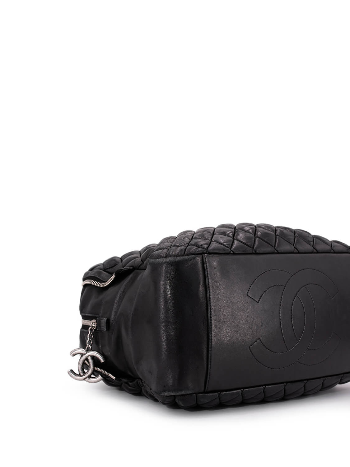 Chanel Quilted Leather CC Logo Large Bag Black