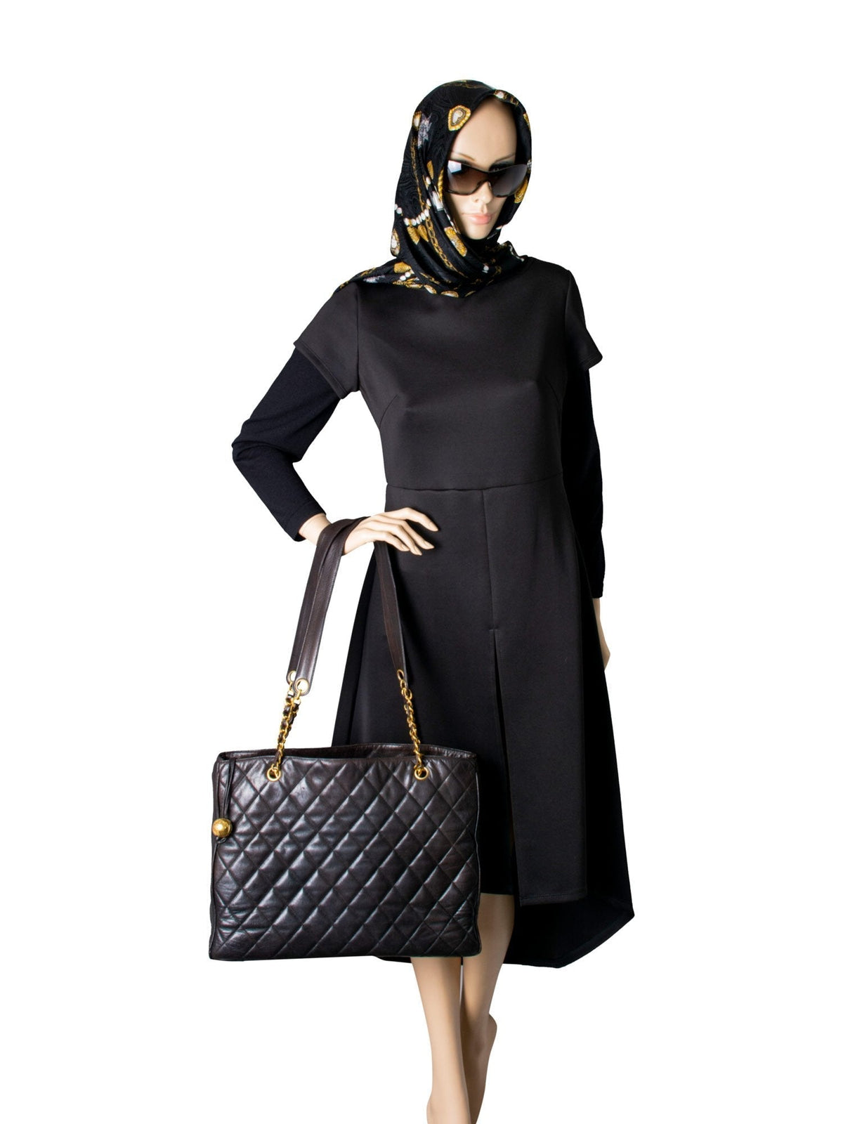 Chanel Quilted Leather CC Logo Medallion Large Shopper Bag Brown