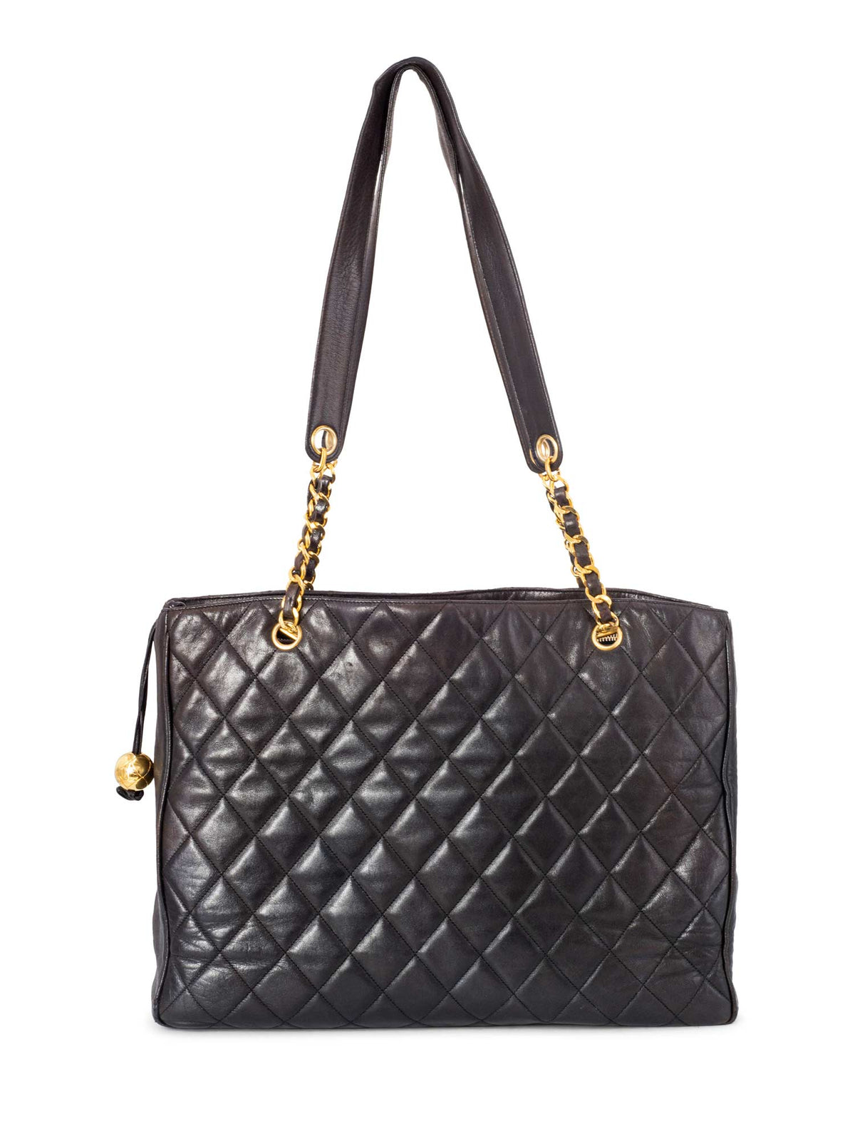 Chanel Quilted Leather CC Logo Medallion Large Shopper Bag Brown