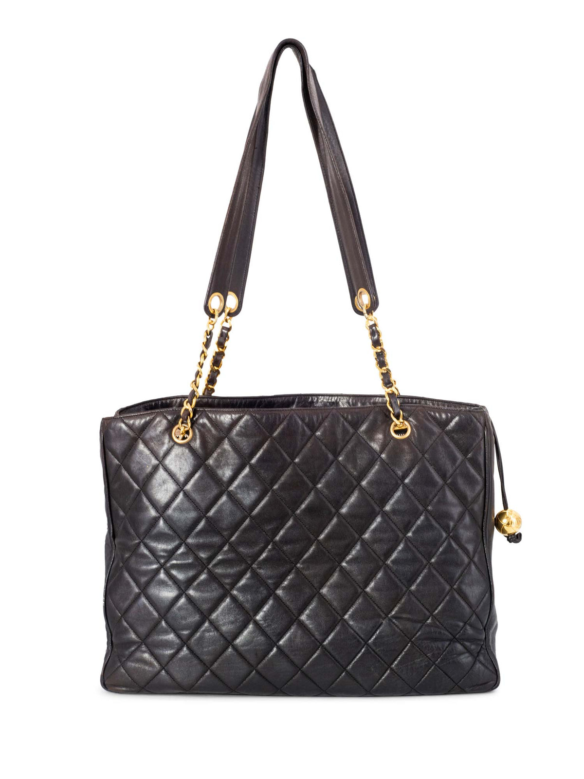 Chanel Quilted Leather CC Logo Medallion Large Shopper Bag Brown
