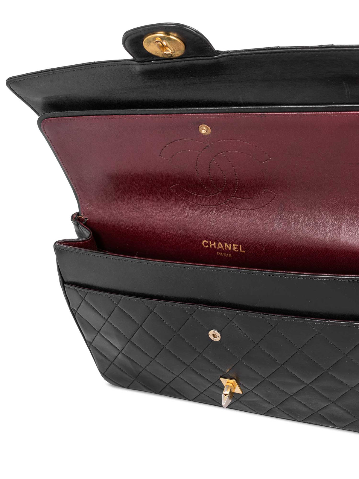 Chanel Quilted Leather CC Logo Medium Double Flap Bag Black