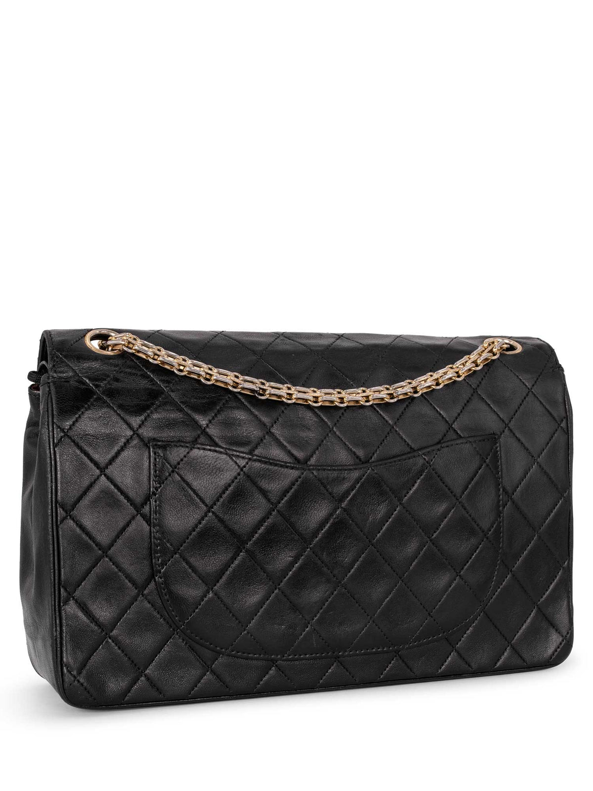 Chanel Quilted Leather CC Logo Medium Double Flap Bag Black
