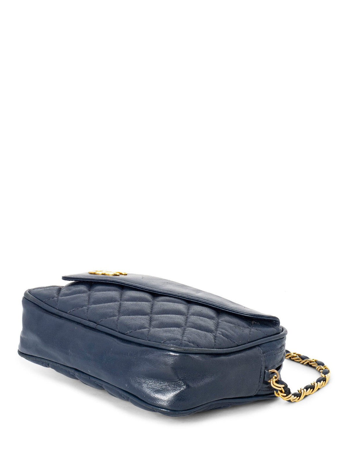 Chanel Quilted Leather CC Tassel Camera Bag Blue