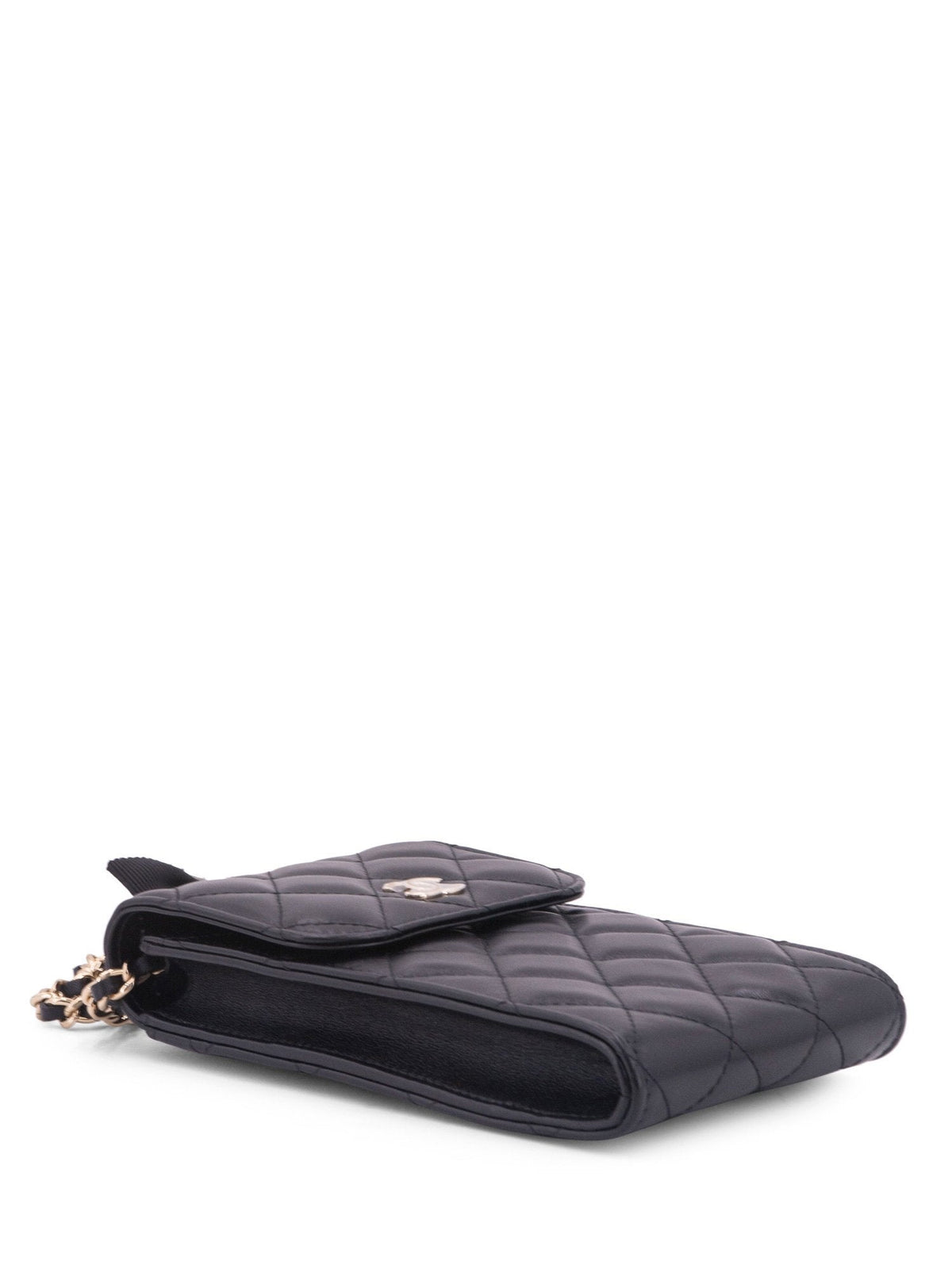 Chanel Quilted Leather Camellia Phone Messenger Bag Black