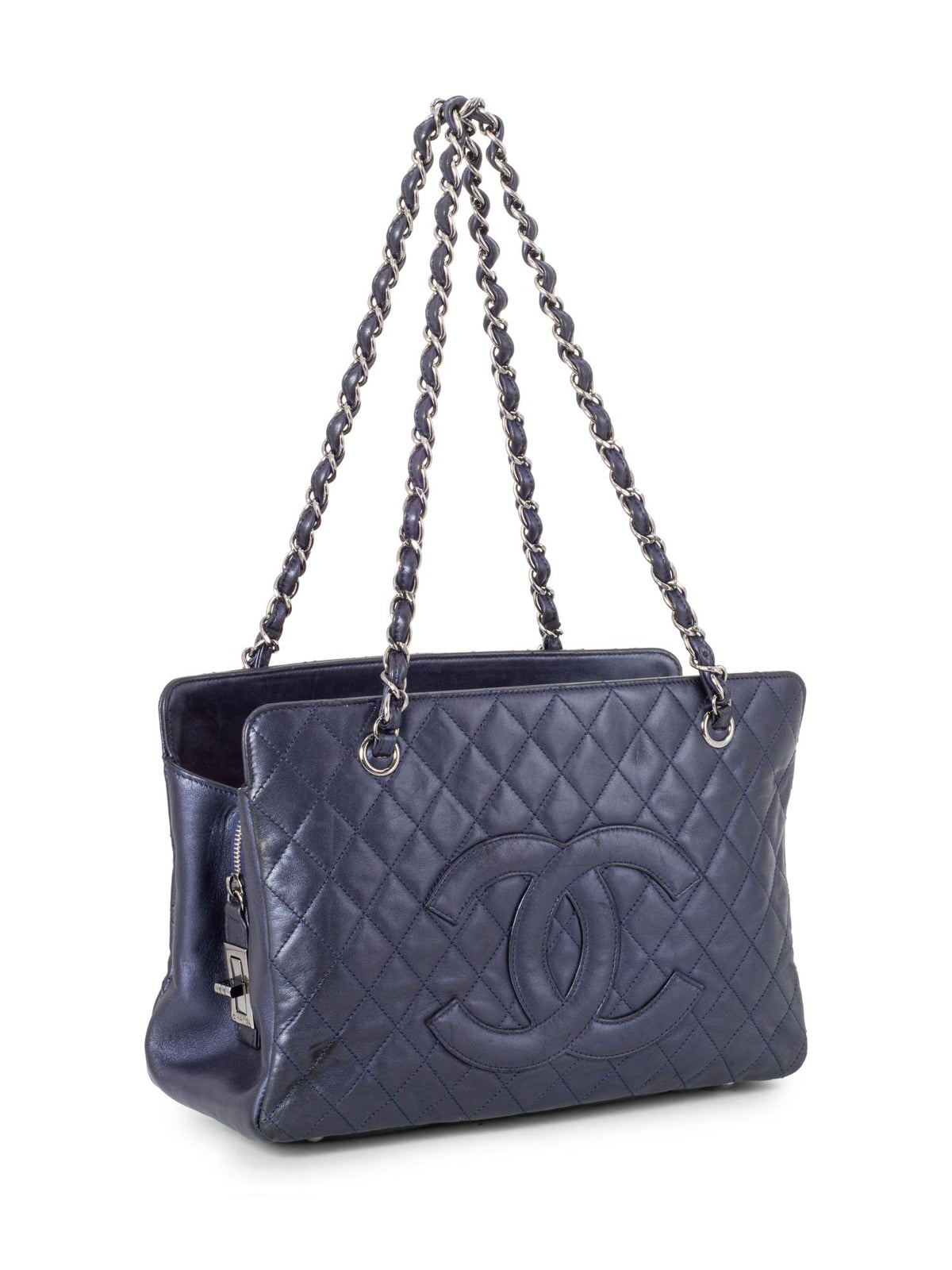 Chanel Quilted Leather Mademoiselle Shopper Bag Blue