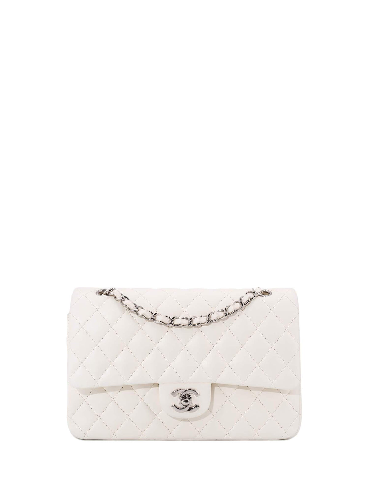 Chanel Quilted Leather Medium Double Flap Bag Ivory