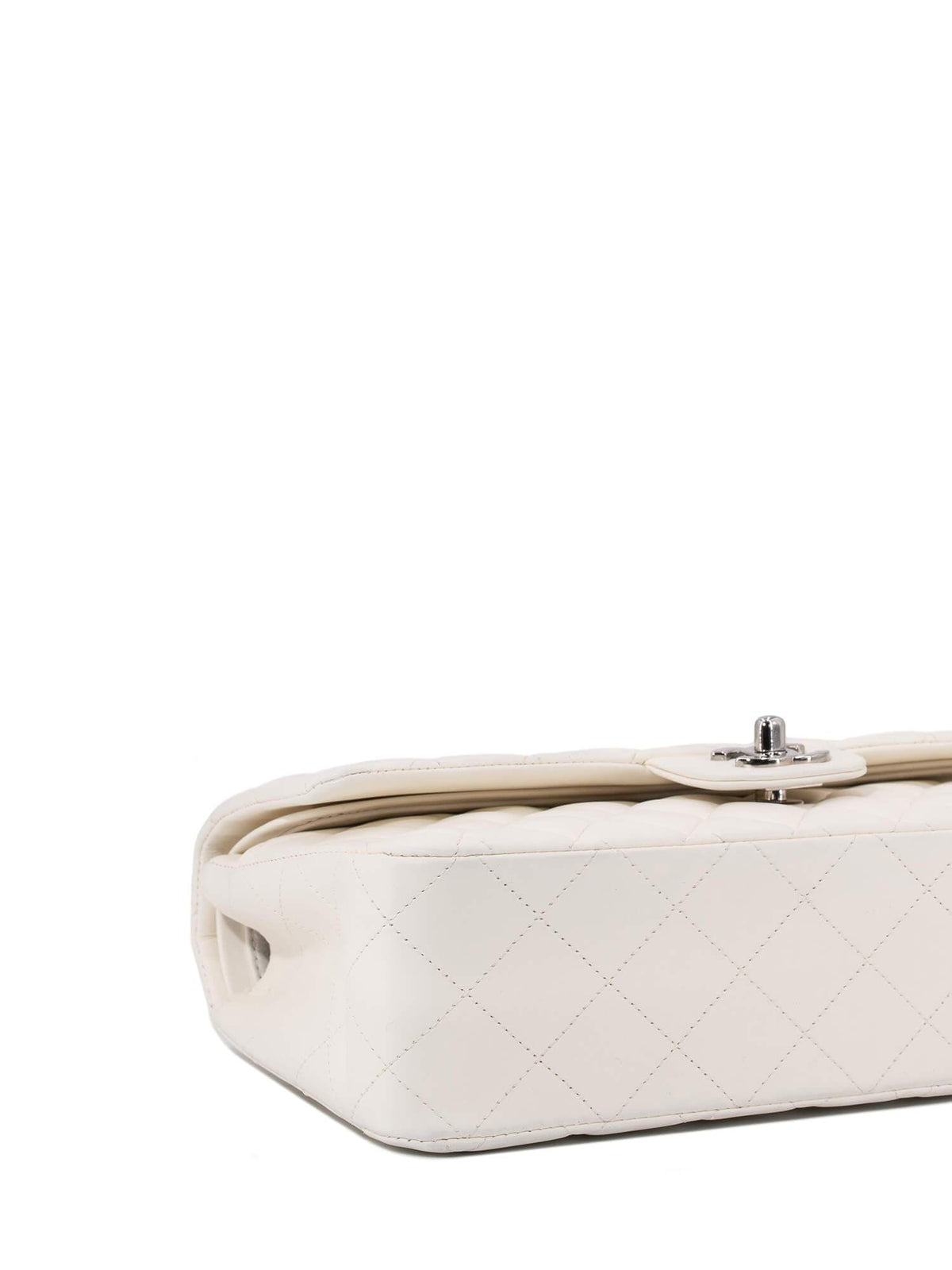 Chanel Quilted Leather Medium Double Flap Bag Ivory