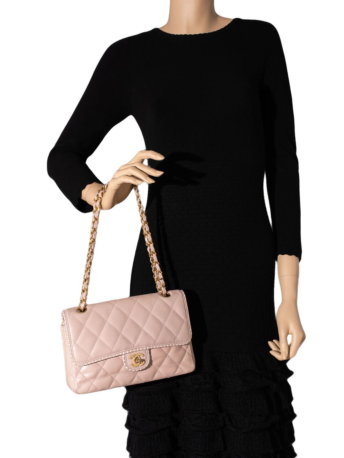 Chanel Quilted Leather Medium Single Flap Bag Pink