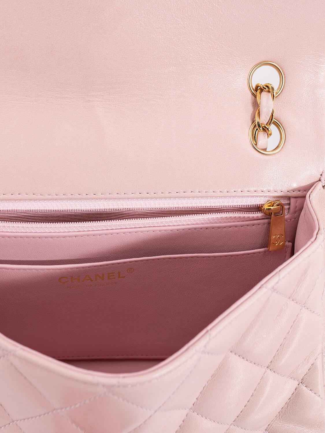 Chanel Quilted Leather Medium Single Flap Bag Pink