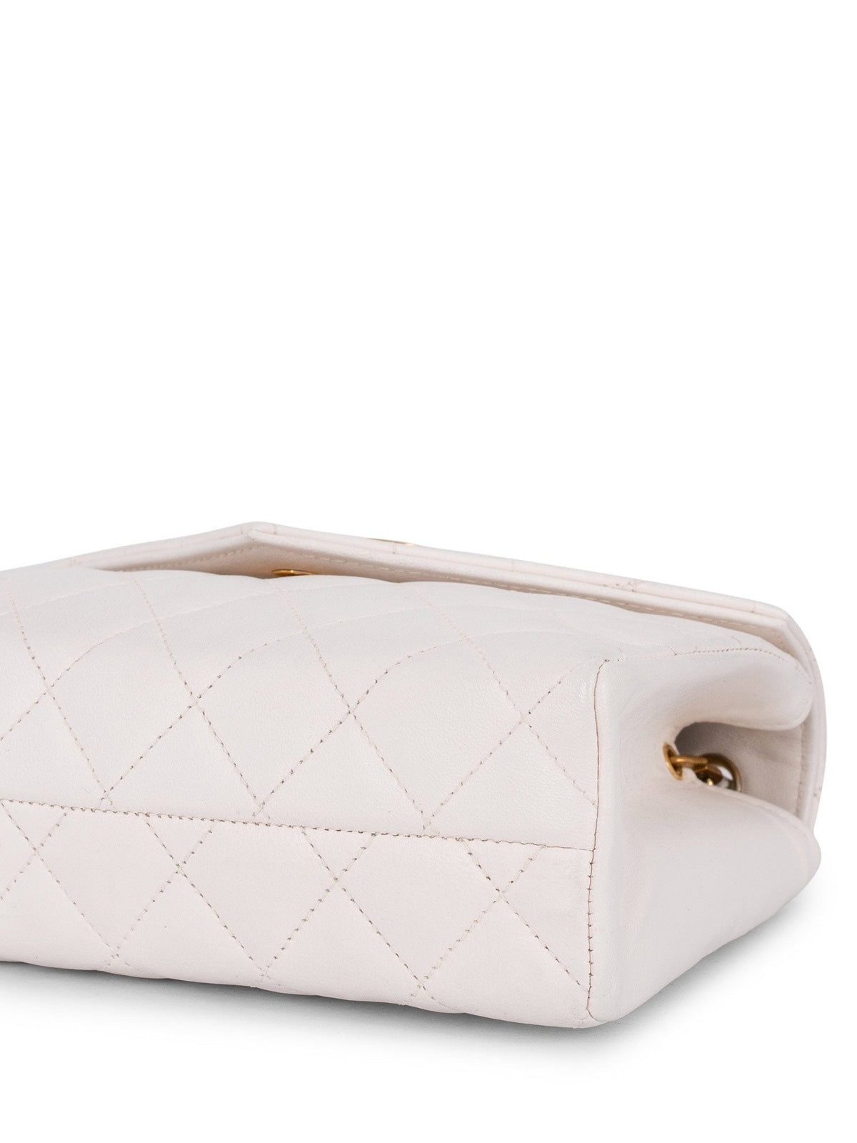 Chanel Quilted Leather Mini Flap Messenger Bag White