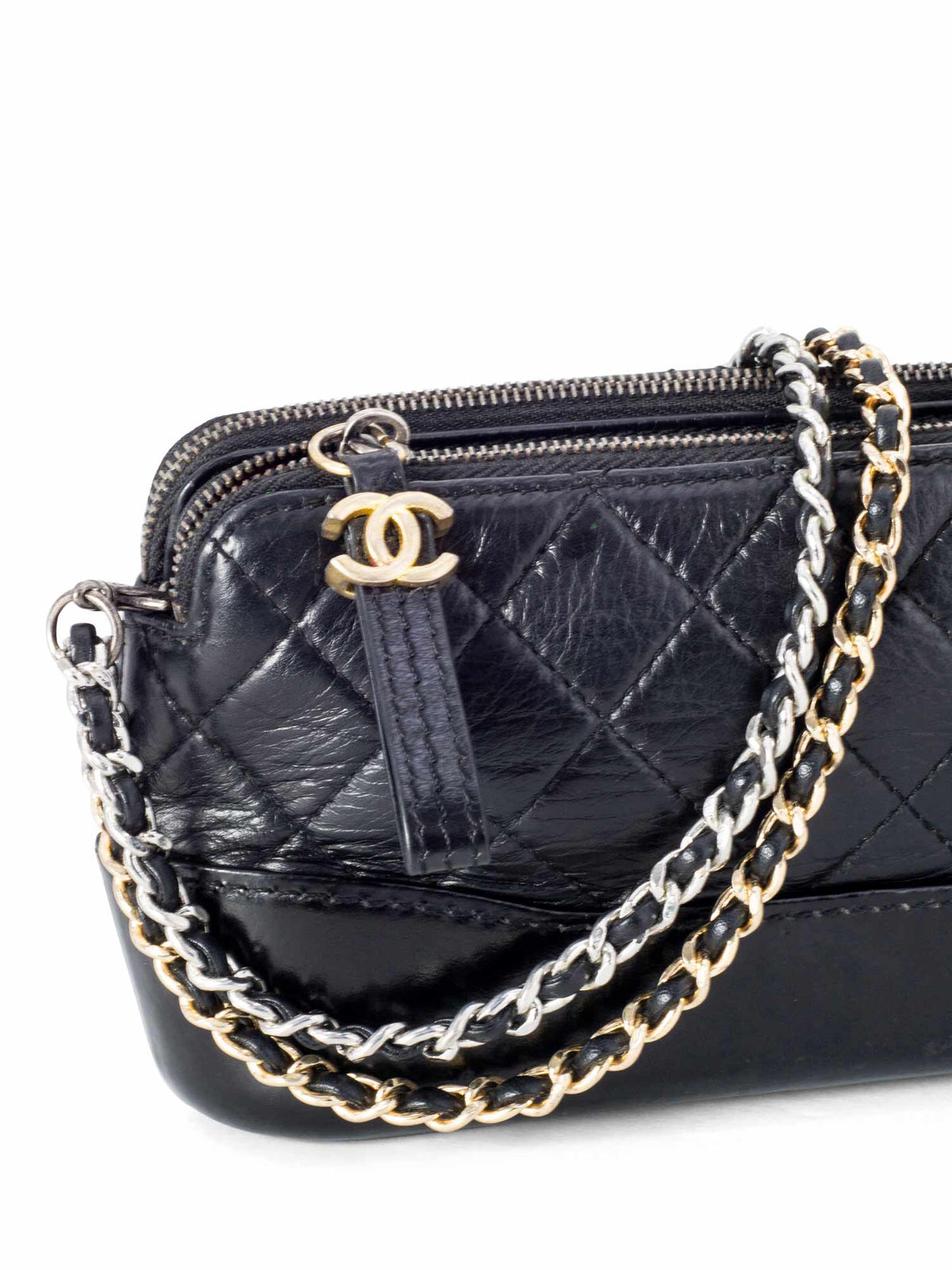 Chanel Quilted Leather Mini Gabrielle Messenger Bag Black