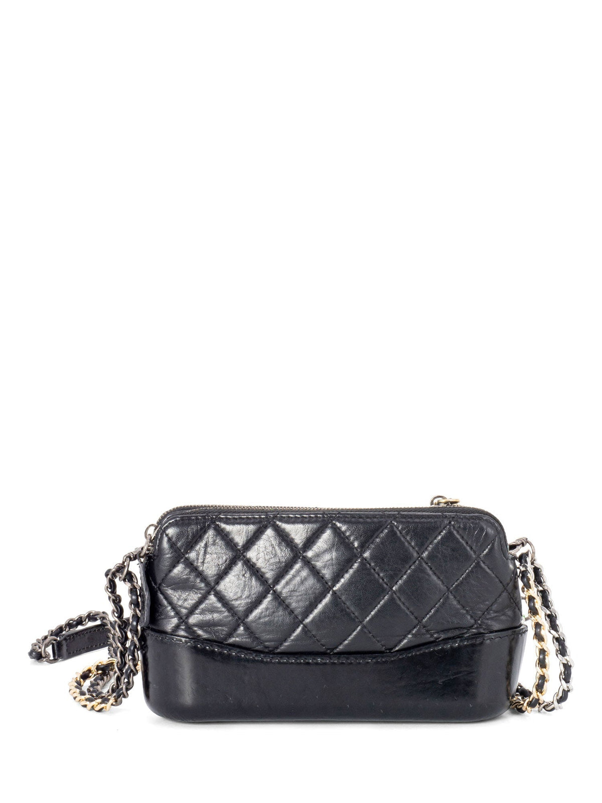 Chanel Quilted Leather Mini Gabrielle Messenger Bag Black