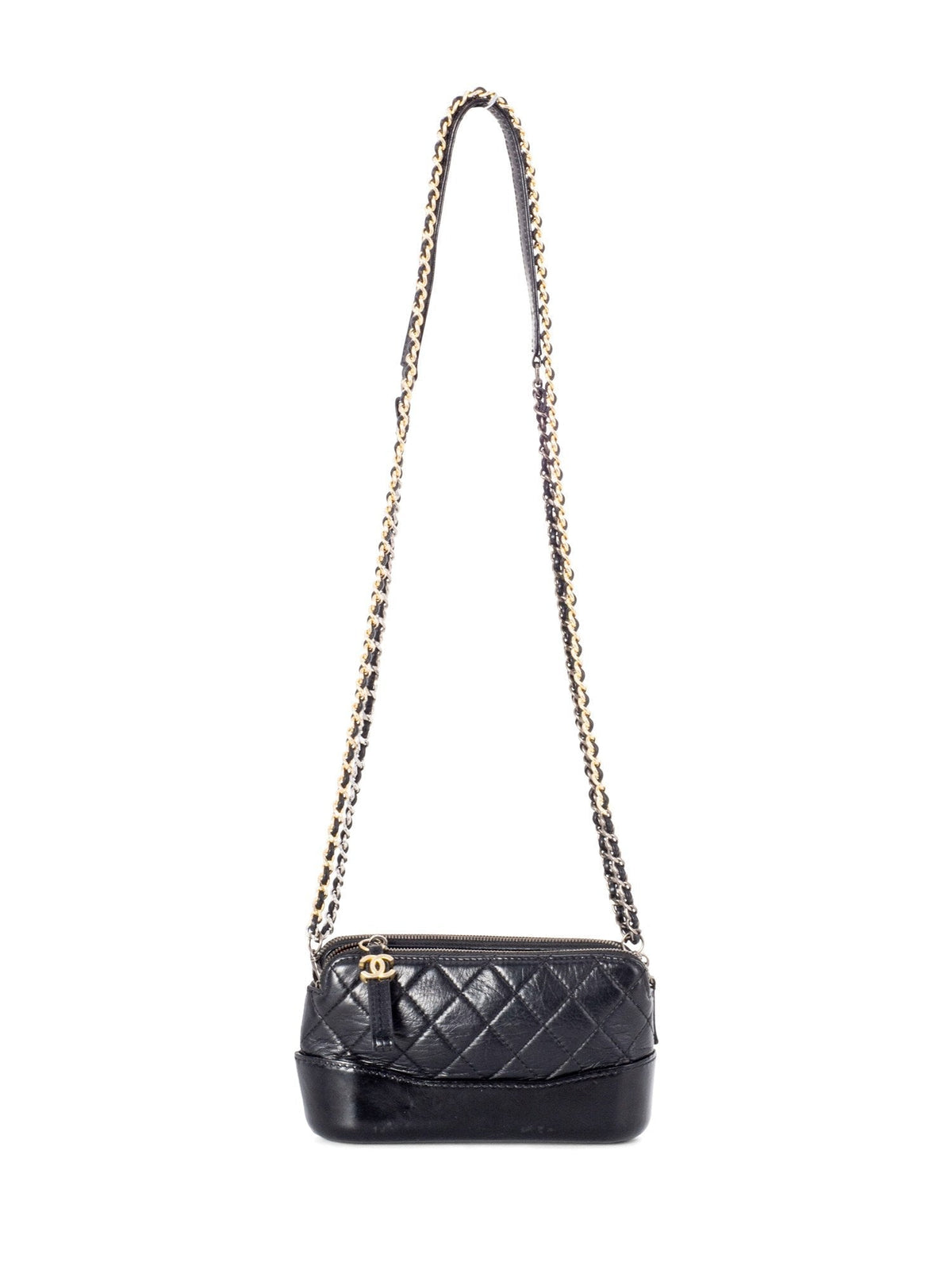 Chanel Quilted Leather Mini Gabrielle Messenger Bag Black