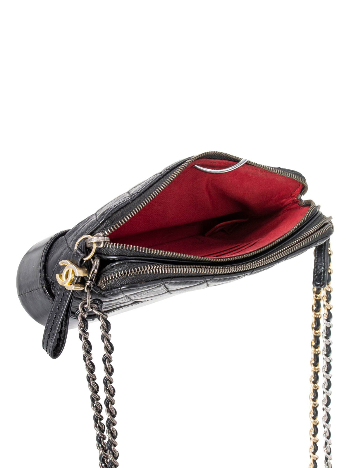 Chanel Quilted Leather Mini Gabrielle Messenger Bag Black