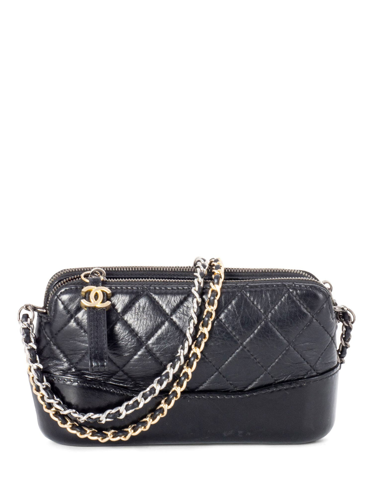 Chanel Quilted Leather Mini Gabrielle Messenger Bag Black