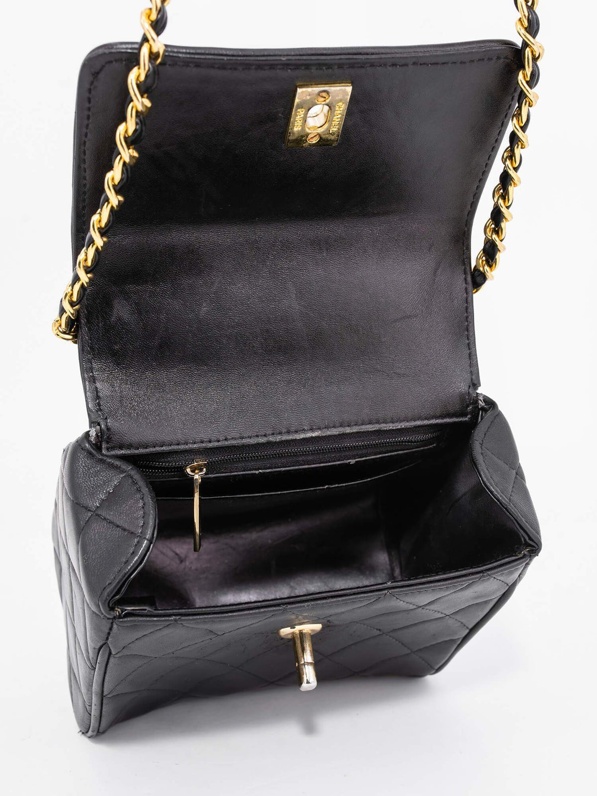 Chanel Quilted Leather Mini Square Flap Bag Black