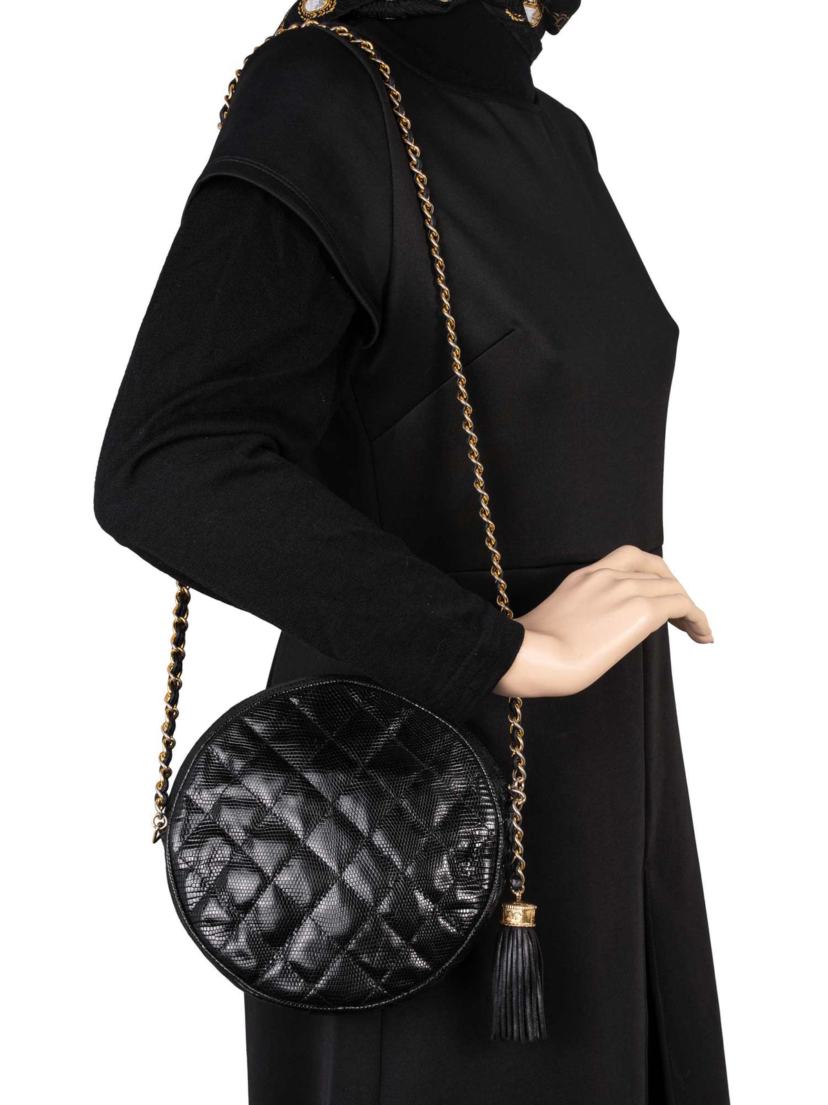 Chanel Quilted Leather Round Tassel Messenger Bag Black