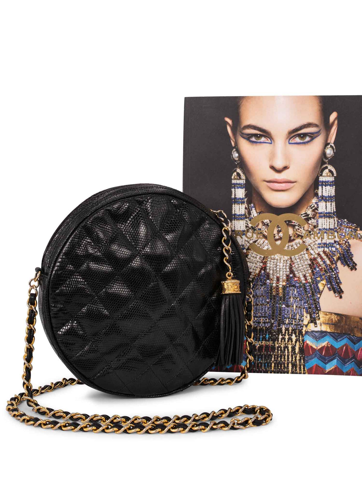 Chanel Quilted Leather Round Tassel Messenger Bag Black