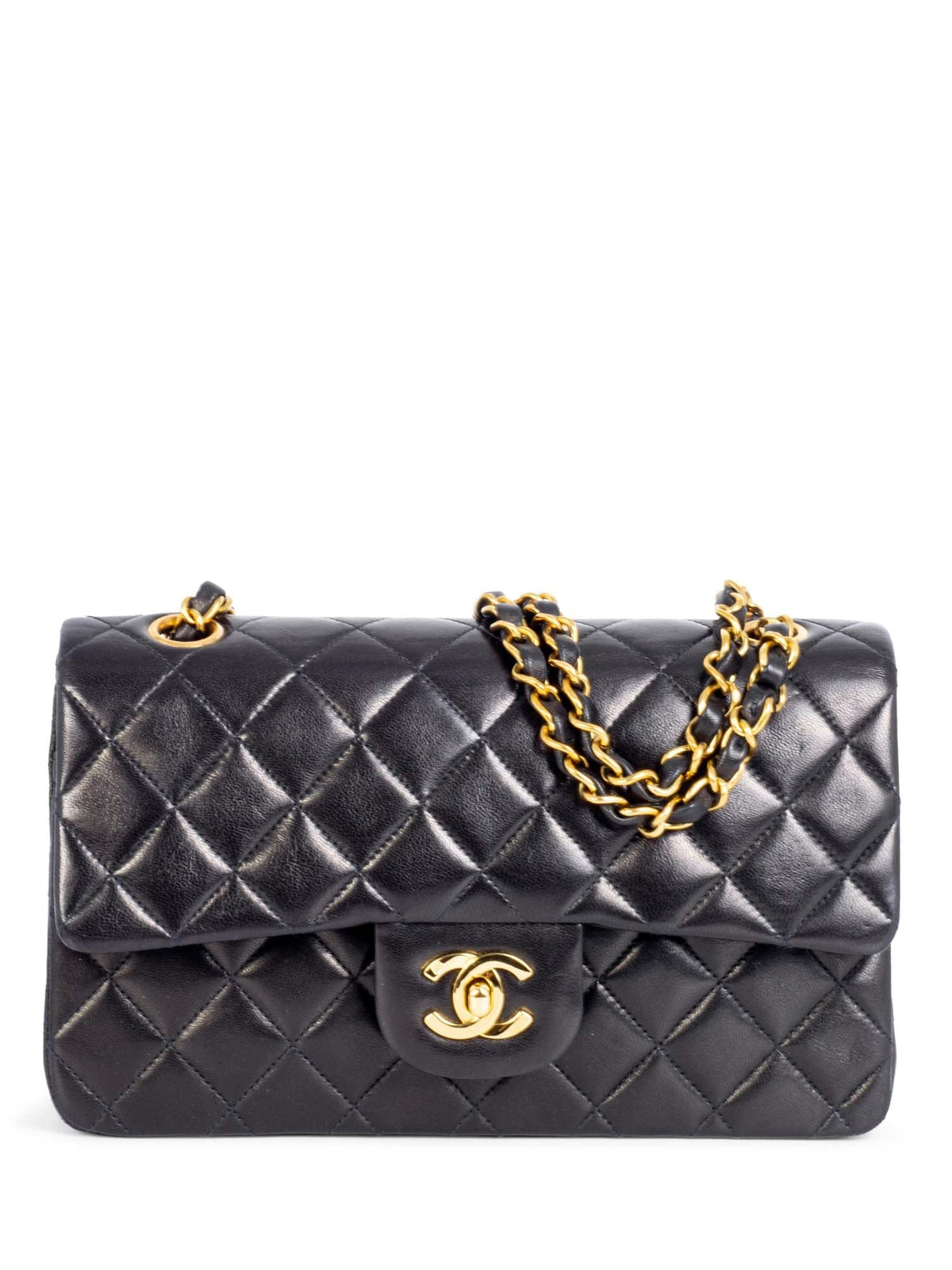 Chanel Quilted Leather Small Double Flap Bag Black