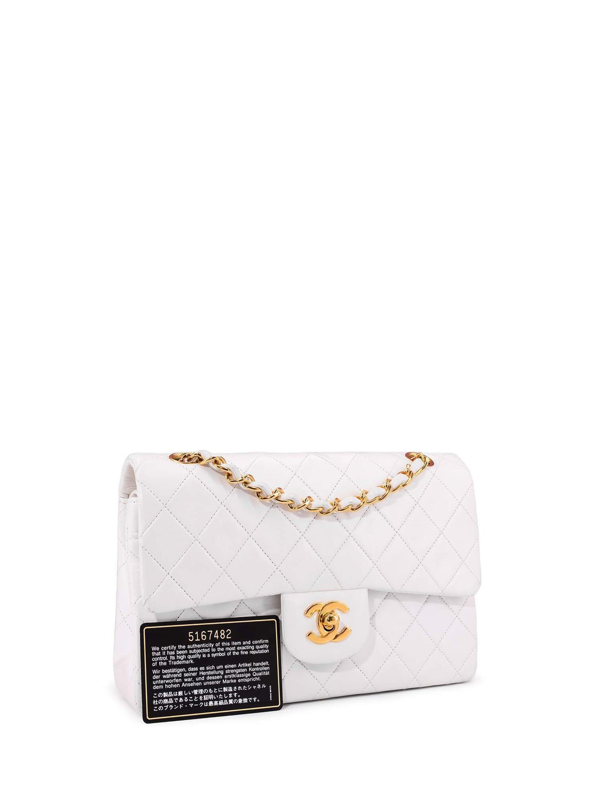 Chanel Quilted Leather Small Double Flap Bag White