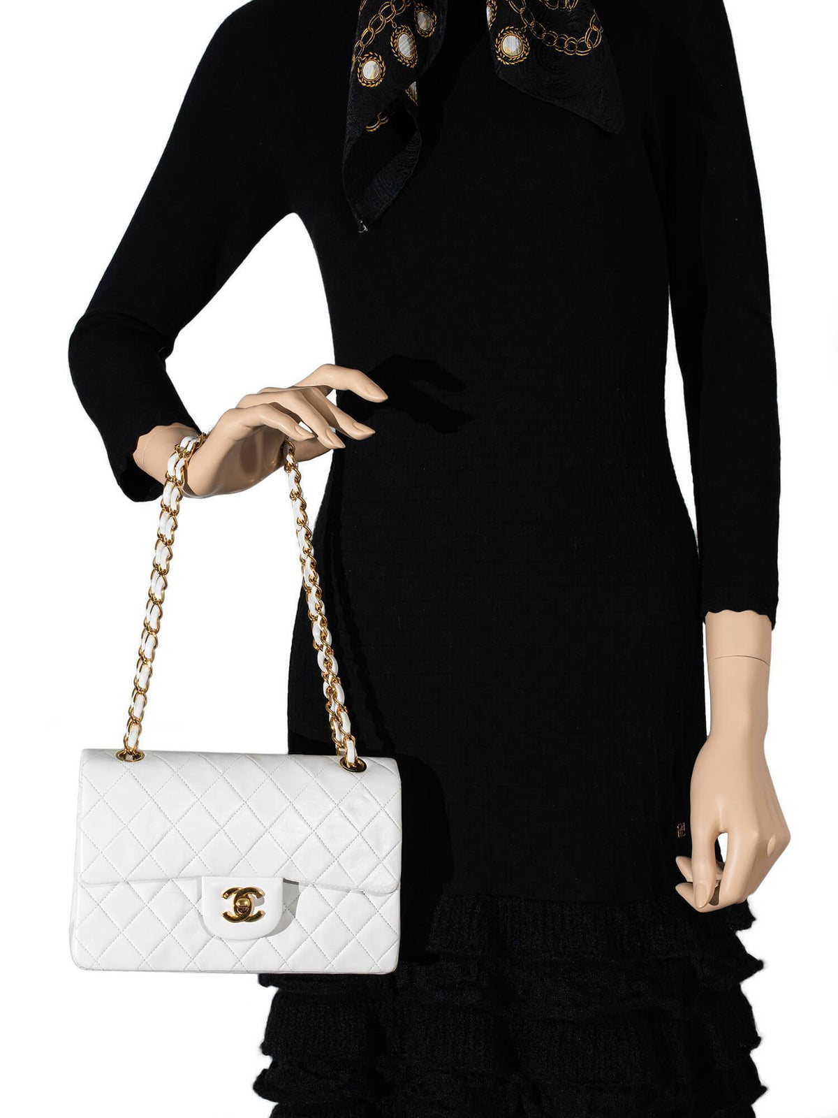 Chanel Quilted Leather Small Double Flap Bag White