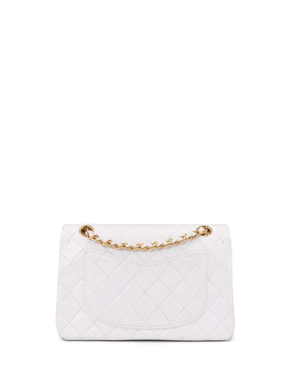 Chanel Quilted Leather Small Double Flap Bag White