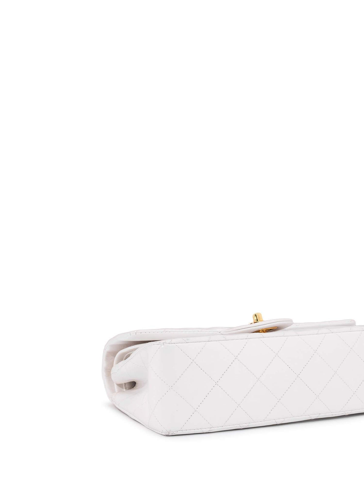 Chanel Quilted Leather Small Double Flap Bag White