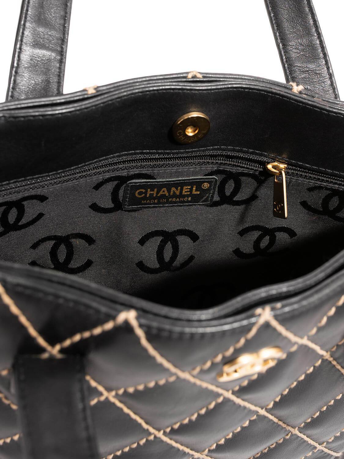 Chanel Quilted Leather Surpique Bag Black