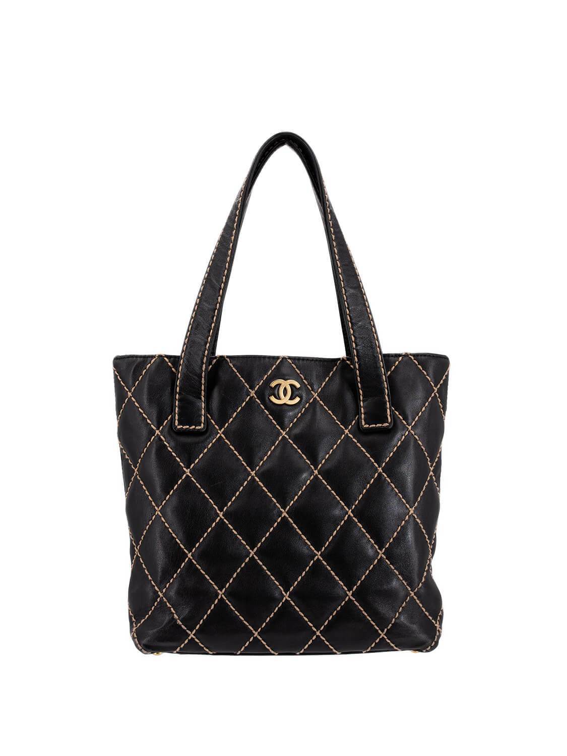 Chanel Quilted Leather Surpique Bag Black