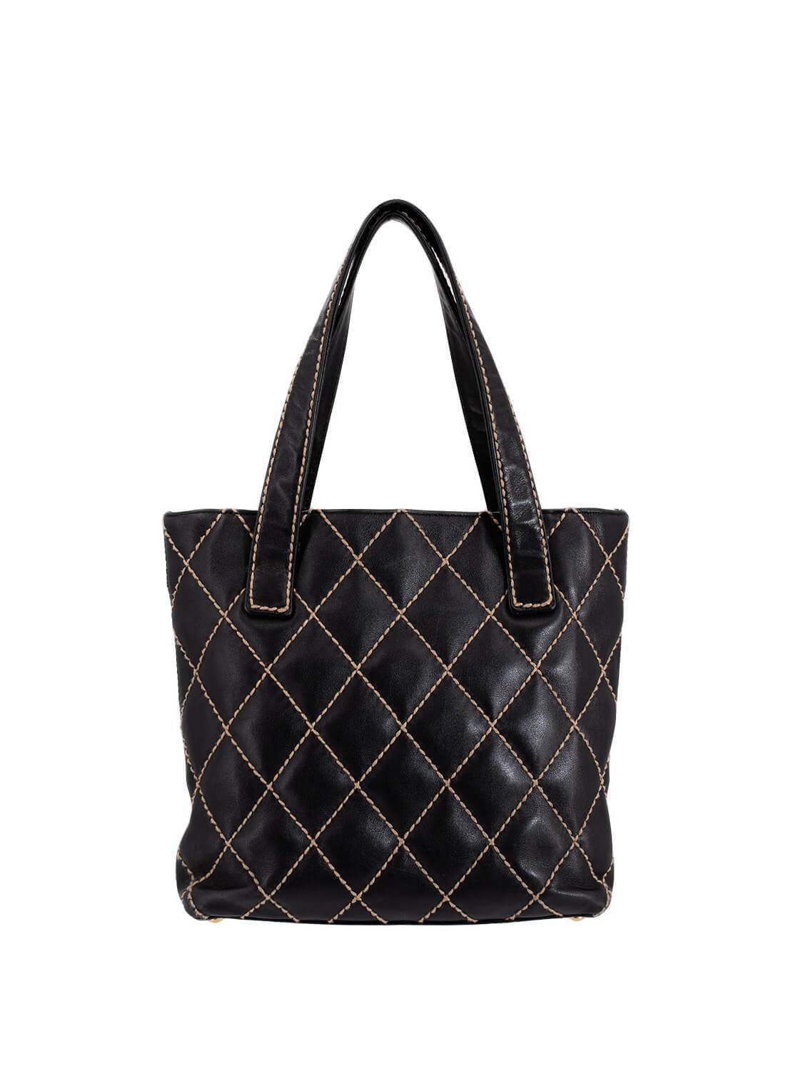 Chanel Quilted Leather Surpique Bag Black