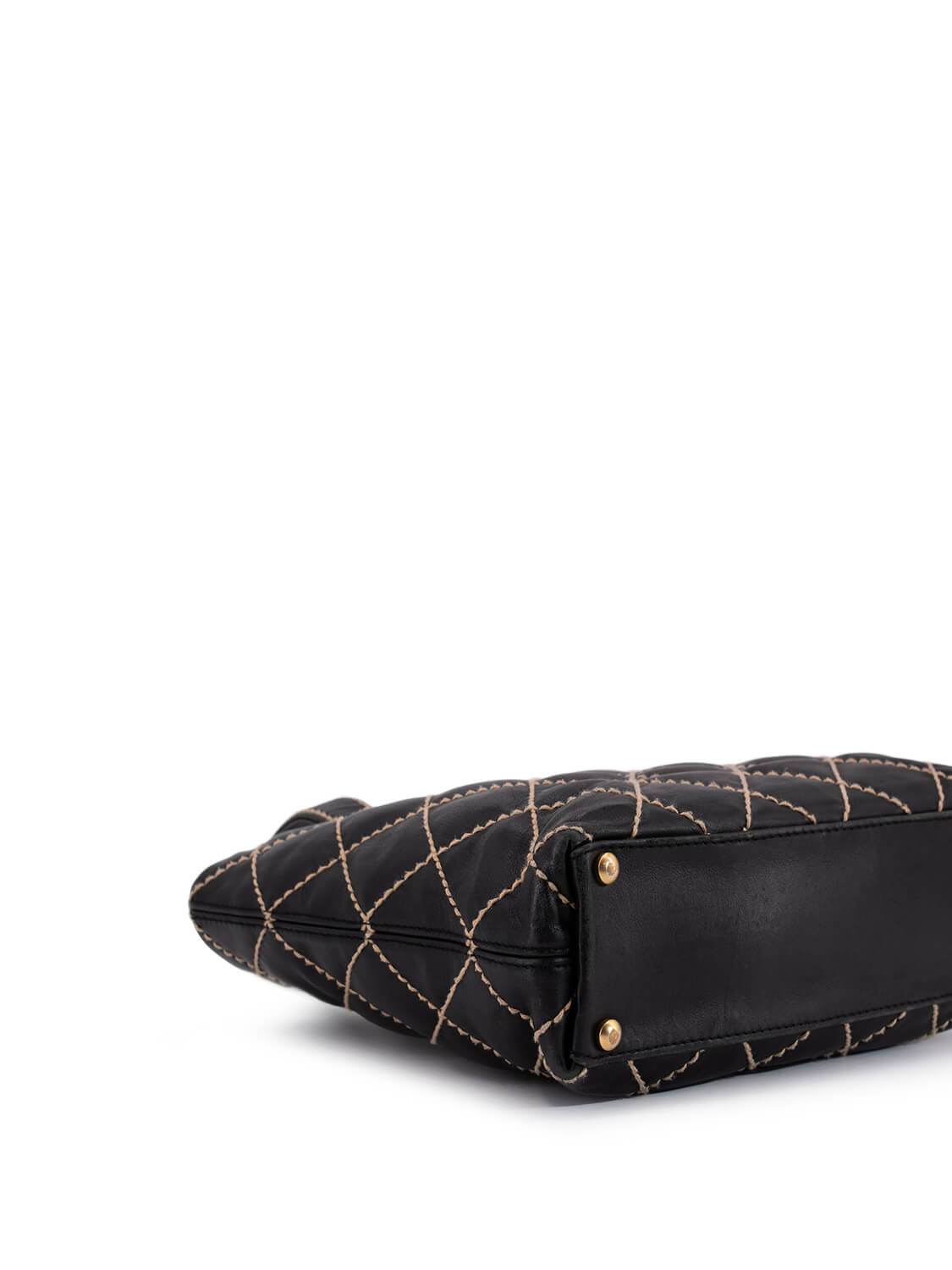Chanel Quilted Leather Surpique Bag Black