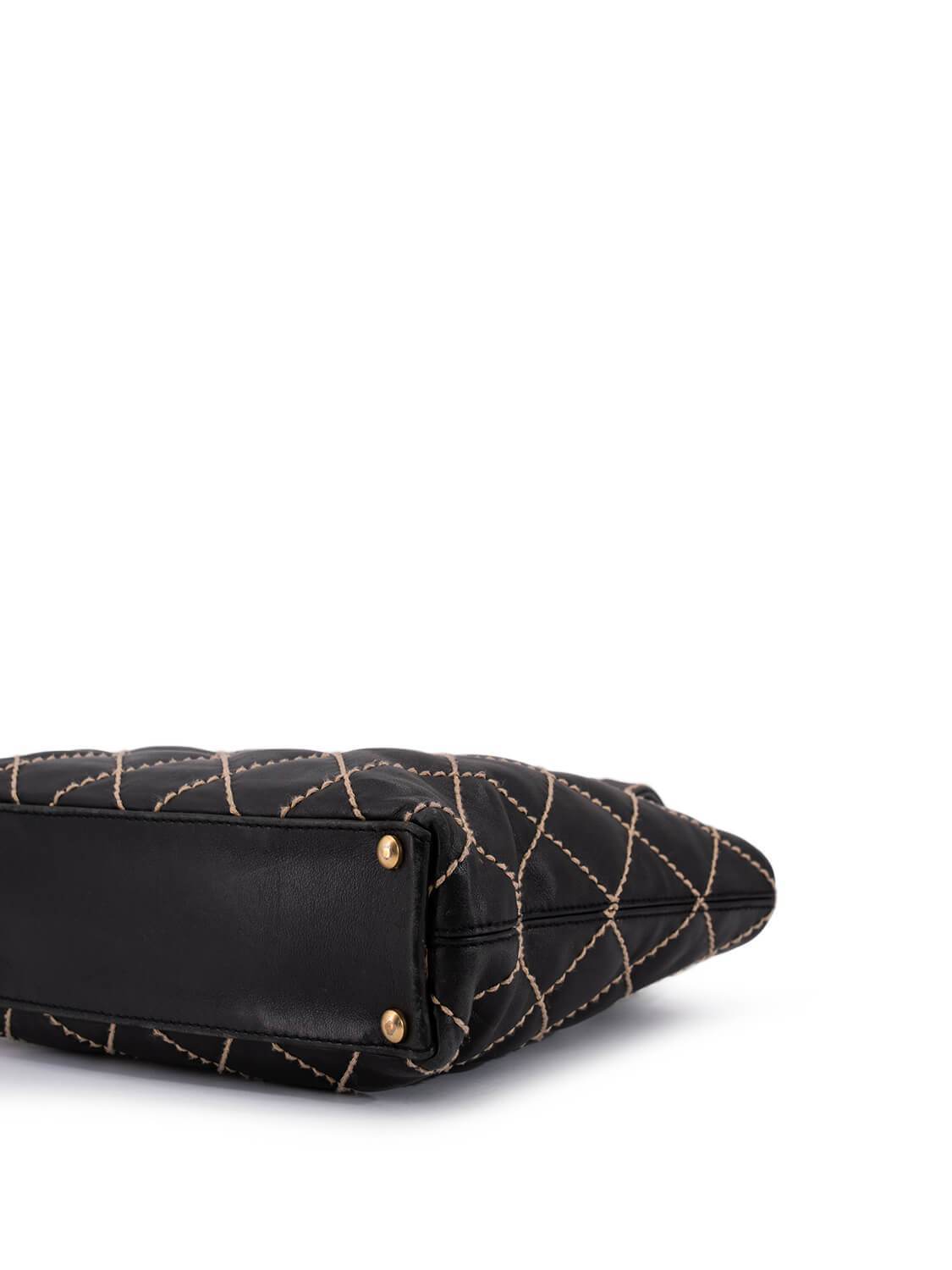 Chanel Quilted Leather Surpique Bag Black